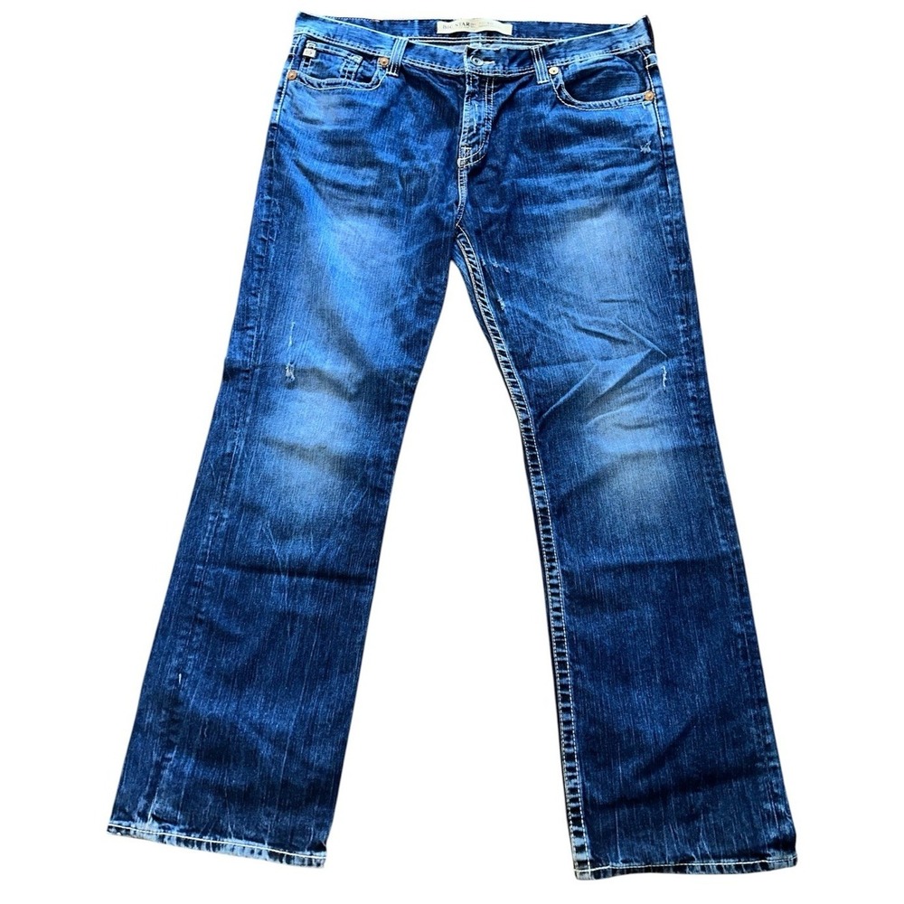 Big Star Jeans Mens 42x31 Regular Pioneer Boot Cut Stitching Cowboy Denim y2K